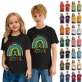 thumbnail image 1 of Gelikeya Kids 100 Days of School Shirt Boys Girls Short Sleeve Cute Cartoon Rainbow Printed T Shirts Summer Outfit Clothes Dark Green, 12-13 Years, 1 of 8