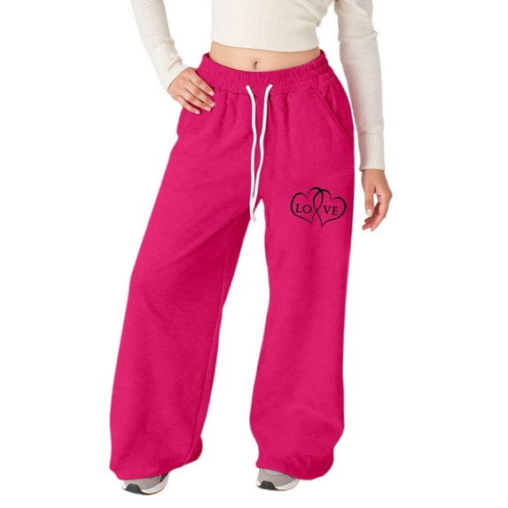 Gelikeya Kids Boys Girls Baggy Sweatpants Drawstring Elastic Waist Wide Leg Pants Y2k Preppy Athletic Joggers Back To School Clothing, Hot Pink & 15-16 Years