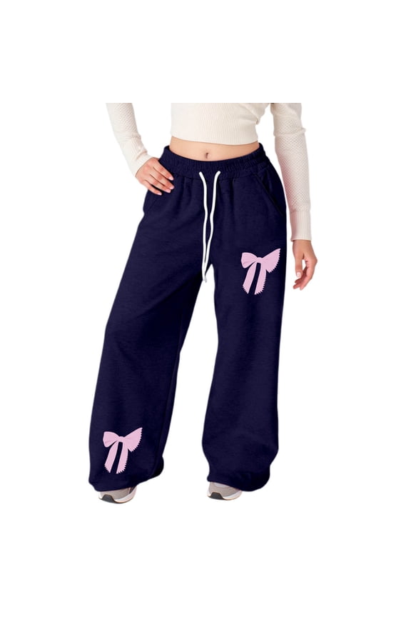 Kids Boys Girls Baggy Sweatpants Lightweight Straight Leg Athletic Pants Cute Casual Preppy School Outfit Teen Girl's Fashion, Dark Blue & 13-14 Years
