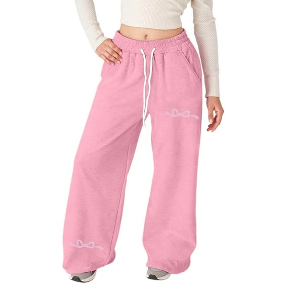 Gelikeya Kids Boys Girls Baggy Sweatpants Oversized Wide Leg Sweatpants Kids High Waist Jogger Sweat Pants Teen Girl's Fashion, Pink & 15-16 Years