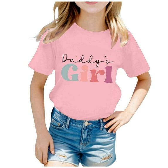 Gelikeya Kids Boys Shirts Size 8-10 Daddy's Girl Fashion Letter Prints Shirts Short Sleeve 100 Days of School Shirt Summer Tops Pink 8-10 Years