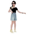 thumbnail image 1 of Gelikeya Kids Denim Shorts for Girls High Waisted Jean Shorts Summer Outdoor Clothes Girl's Fashion Jorts #02 Blue, 13-14 Years, 1 of 8
