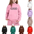 thumbnail image 1 of Gelikeya Kids Girls Hooded Sweatshirt Tops Pants 2 Piece Sweatsuit Sets Fashion Printed Sweatsuits with Pockets 1-9Y (White, 4-5 Years), 1 of 5