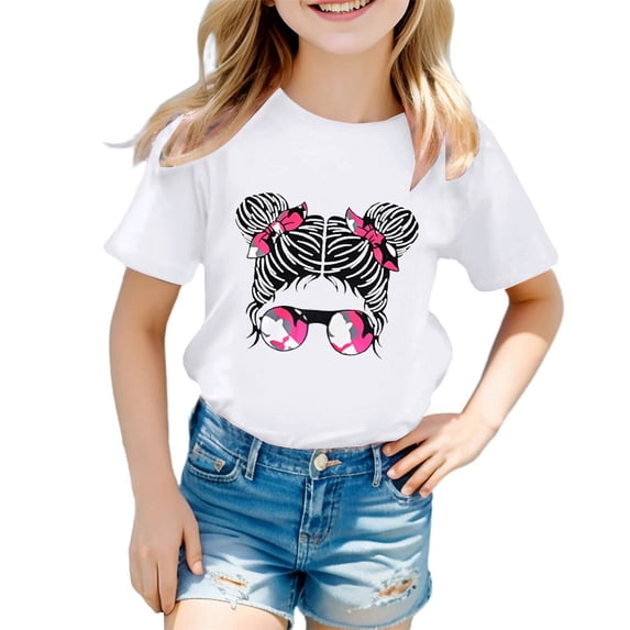 Gelikeya Kids Girls Shirts Size 9-10 Fashion Cute Cartoon Character Graphic Tees Tops Short Sleeev 100 Days of School Shirt Loose Fit Summer Clothes White 9-10 Years