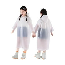 Gelikeya Kids Lightweight Waterproof Rain Poncho Boys Girls 4-9 Years Easy-to-Fold Kids Rain Gear with Hood and Pockets (White, 4-9 Years)