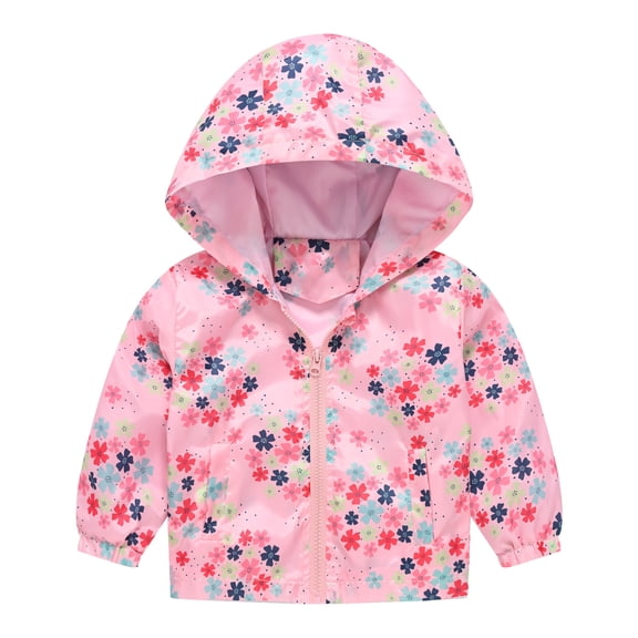 Gelikeya Kids Motorcycle Jacket Girls Jean Jacket Waterproof Long Sleeve Kids Thin Fashion Zipper Sport Coat Kids Winter Clothes (Pink, 18-24 Months)