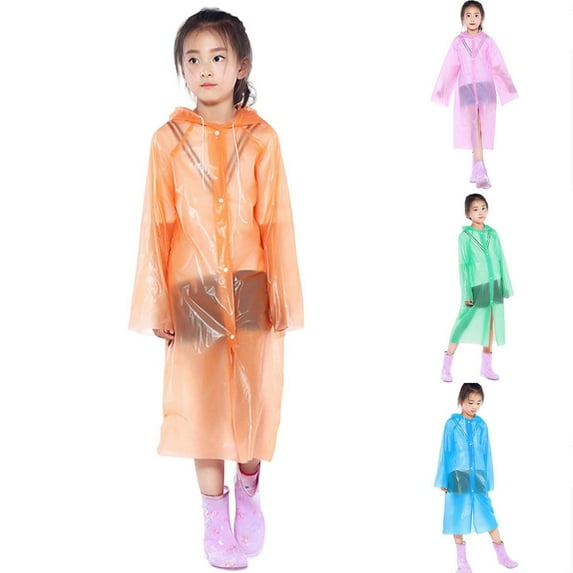 Gelikeya Kids Poncho Rain Jacket for Toddler Boys Girls 4-8 Years Waterproof with Hood and Pockets Outerwear Raincoat (Orange, 4-8 Years)