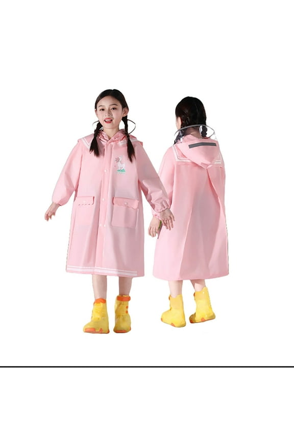Kids Ponchos Big Girl Rain Jackets Teen Girls Raincoat Breathable Waterproof Outdoor Rainwear 8-14Y (Light Pink, 10-12 Years)