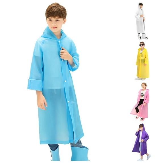 Gelikeya Kids Ponchos Boys Girls Rain Jackets Size 6-15 Solid Color Lightweight Raincoat with Hood Children's Rainwear (Yellow, 6-15 Years)