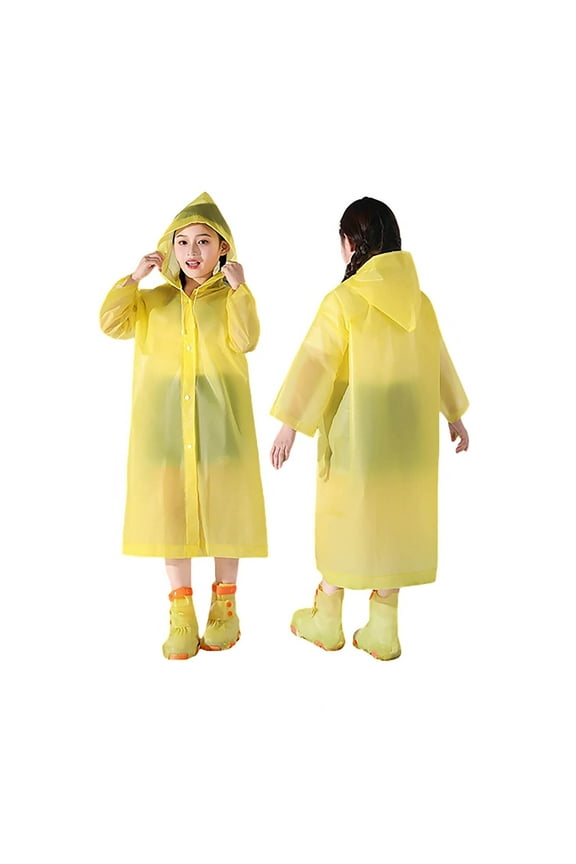 Kids Rain Jacket Girls Boys 4-9 Years Solid Color Disposable Raincoat with Hood Rainproof Ponchos (A01 Yellow, 4-9 Years)