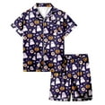 thumbnail image 1 of Gelikeya Kids Silk Pajamas Girls Size 6-7 Halloween Pajamas Short Sleeve Shirts Shorts 2 Piece Outfits All Saints' Day Loungewear Teen Girl Clothes 2-13Y (Light Purple, 6-7 Years), 1 of 5