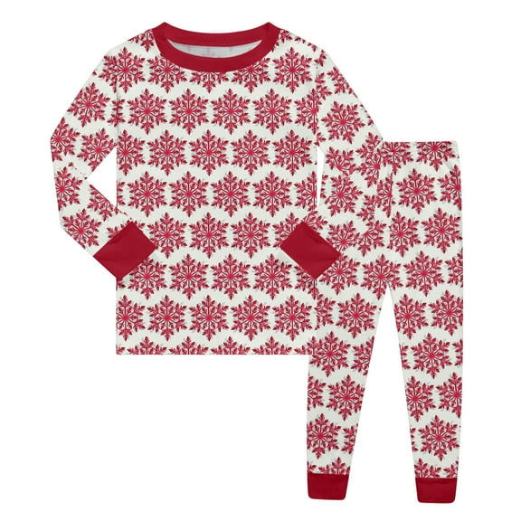 Gelikeya Little Boys Christmas Pajamas Size 6/7 Cotton Long Sleeve Pjs Casual Crewneck Loungewear Pajama Sets Cute Print Outfits #01 Red 6-7 Years