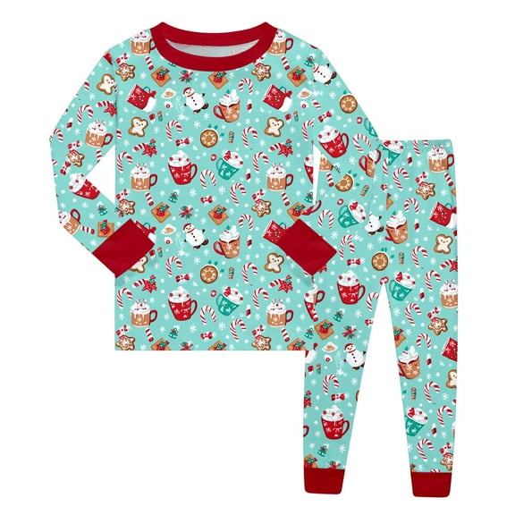 Gelikeya Little Boys Christmas Pajamas Size 6/7 Cotton Long Sleeve Pjs Casual Crewneck Loungewear Pajama Sets Cute Print Outfits #04 Black 6-7 Years