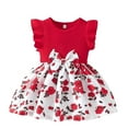 thumbnail image 1 of Gelikeya Little Toddler Easter Dresses Cute Bowknot Design Summer Princess Dress Ruffle Short Sleeve Casual Dress(Toddlers, Z02-Red, 9-12 Months), 1 of 6