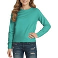 thumbnail image 1 of Gelikeya Long Sleeve Shirts for Toddler Kids Girls Casual Solid Pullover Tops Loose Fit Activewear Tees School Clothing Green 5-6 Years, 1 of 4