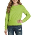 thumbnail image 1 of Gelikeya Long Sleeve Shirts for Toddler Kids Girls Casual Solid Pullover Tops Loose Fit Activewear Tees School Clothing Light Green 4-5 Years, 1 of 4