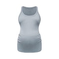 thumbnail image 1 of Gelikeya Maternity Tank Tops Seamless Side Ruched Sleeveless Pregnancy Basic Shirt with Built in Bra Workout Top Light Blue, Size XL, 1 of 7