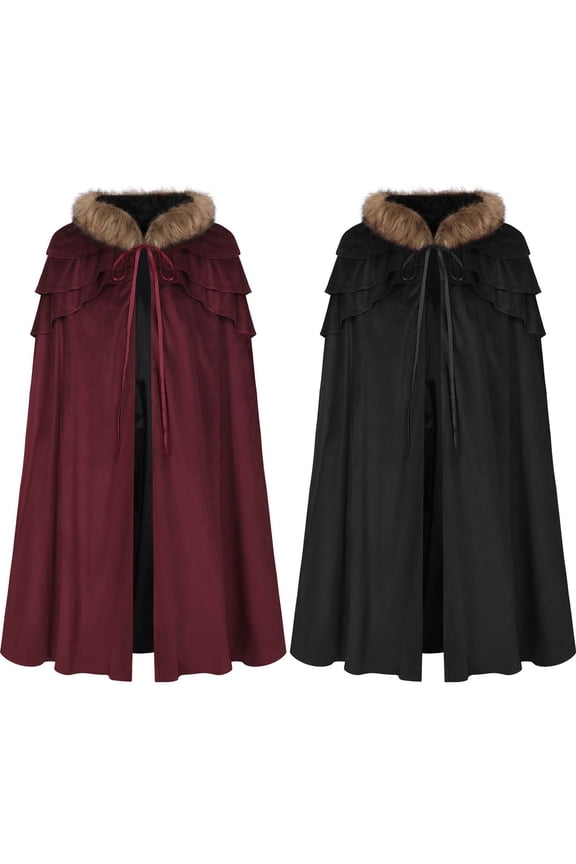 Cloak Red and Green Unisex Halloween Clothes Soft Comfy Party Wear Cape, Black, One Size