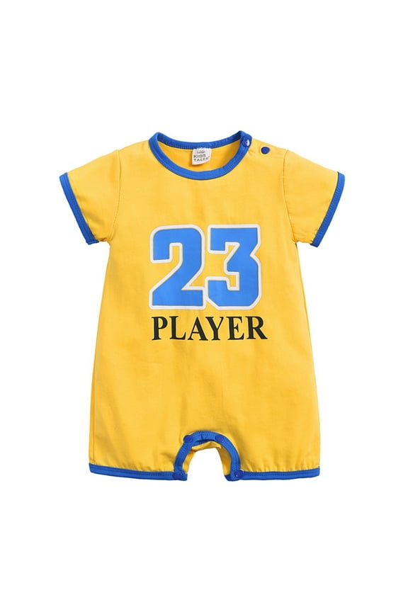 Baby Clothes 0-18 Months Short Sleeve Toddler Rompers Casual Summer Dailywear Bodysuit Outdoor Wear Jumpsuits (Yellow, 3-6 Months)