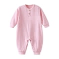 thumbnail image 1 of Gelikeya Baby Clothes for Boys Girls Solid Color Henley Long Sleeve Jumpsuit Toddler Rompers (Pink, 0-3 Months), 1 of 2