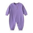 thumbnail image 1 of Gelikeya Baby Clothes for Boys Girls Solid Color Henley Long Sleeve Jumpsuit Toddler Rompers (Purple, 6-9 Months), 1 of 2