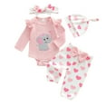 thumbnail image 1 of Gelikeya Baby Girl Clothes Ruffle Long Sleeve Elephant Ribbed Romper Heart Pants Set My First Valentines Day Outfit, Pink & 3-6 Months, 1 of 7