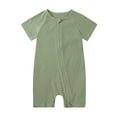 thumbnail image 1 of Gelikeya Boys Girls Clothes Solid Color Short Sleeve Baby Bodysuit Zipper Jumpsuit Toddler Rompers Baby Sleepers (Green, 6-9 Months), 1 of 2