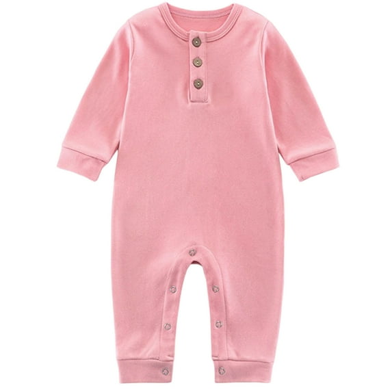Gelikeya Baby Clothing Solid for Boys Girls Solid Color Bodysuit Jumpsuit Toddler Rompers Casual Wear (Pink, 9-12 Months)