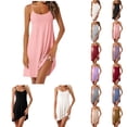 thumbnail image 1 of Gelikeya Nightgowns for Women Sleepwear with Built in Bra Spaghetti Strap Sleeveless Beach Dress Padded Full Sun Dress Soft Casual Under Dress Red Size L, 1 of 6