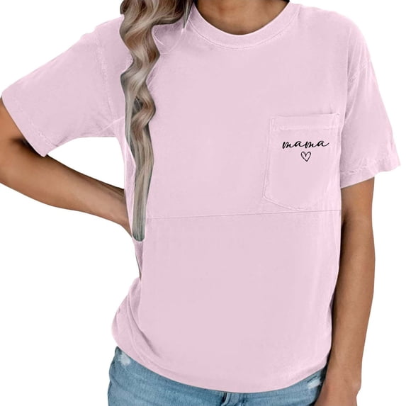 Gelikeya Nursing Shirt Maternity Breastfeeding Shirts Soft Comfortable Short Sleeve Round Neck Tank Tops with Hidden Zipper Pink, Size L