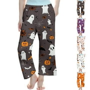 GELIKEYA Pajama Pants Kids Boys Girls Halloween Themed Loungewear Pants Relaxed Fit Nightiewear 3-14Y (Brown, 10-11 Years)