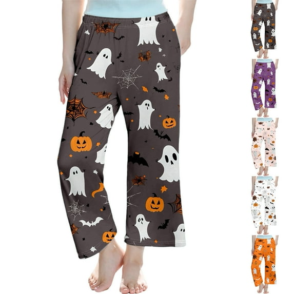 Gelikeya Pajama Pants Kids Boys Girls Halloween Themed Loungewear Pants Relaxed Fit Nightiewear 3-14Y (Pink, 12-14 Years)