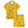thumbnail image 1 of Gelikeya Pajamas Set Bee Festival Button Down Satin Short Sleeve Top and Shorts Set World Bee Day Nightgown Loungewear (Kids, 017-Yellow, 8-9 Years), 1 of 5