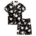 thumbnail image 1 of Gelikeya Pjs for Girls Size 8-9 Halloween Pajamas Button Down Graphic Tees Shorts 2pc Outfits Halloween Nighie Gifts Girls Fashion 2-13Y (Black, 8-9 Years), 1 of 5