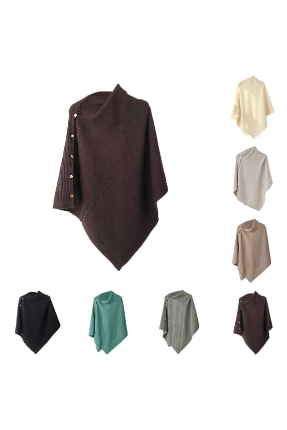 Poncho Shawl Wraps for Women Scarf Lightweight Fall Winter Versatile Knitted Sweater Pullover Cloak Coat Tops, Khaki, One Size