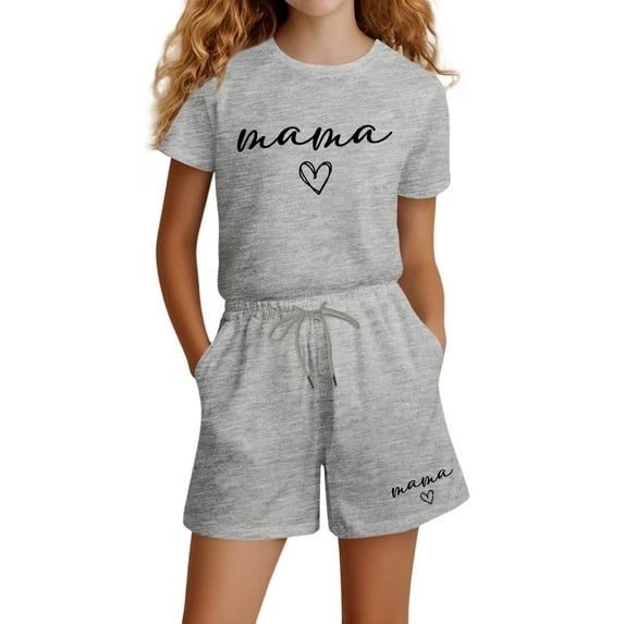 Gelikeya Preppy Girls Clothes Clothes for Girls Tween Clothes 10-12 Girls Trendy Toddler Two Piece Set Kids Short Sets (Grey, 13-14 Years)