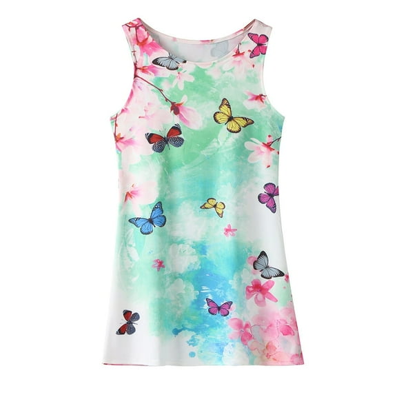 Gelikeya Princess Dresses for Toddlers Pajamas Casual Sleeveless Nightgowns Fashion Cool Printed Sleepwear Kids Clothes, Size 6-7, Green