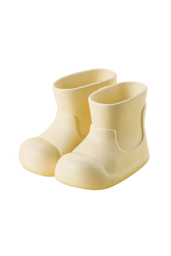 Rain Boots Kids Animal Prints Rubber Boots with Easy Pull Handles Cowboy Boots (Rainwear, White, 2-3 Years)
