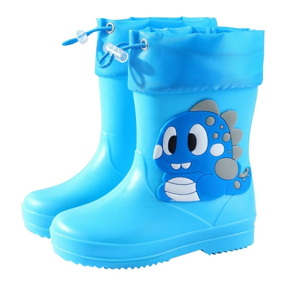 Gelikeya Rain Boots Toddler Easy-On Lightweight Light Up Rain Shoes Children's Footwear (Blue, Size 2-3 Years)