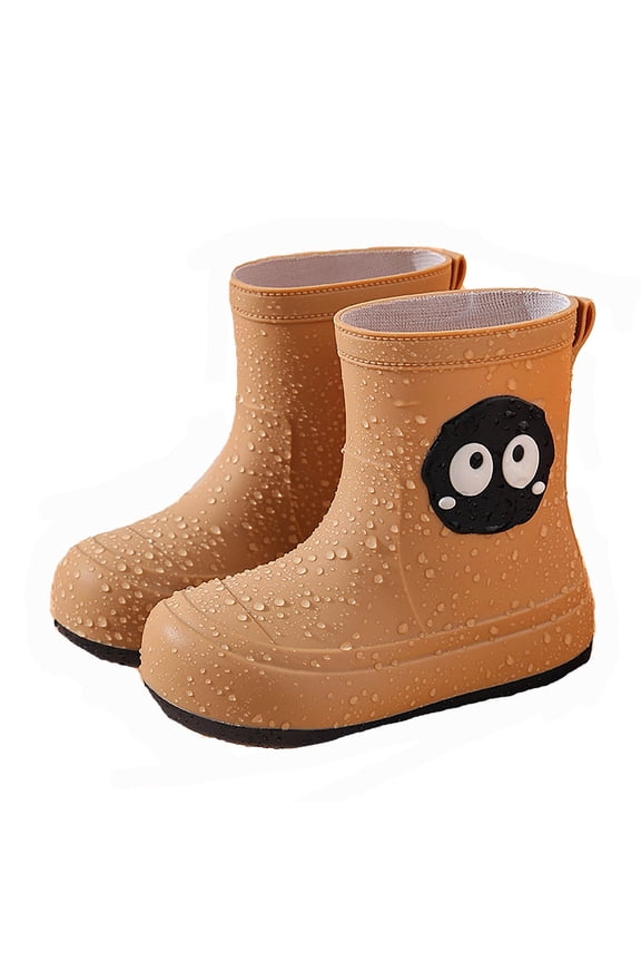 Rain Boots for Kids Cartoon Dinosaur Cartoon Dinosaur Bucket Shoes Back To School Shoes (Brown, Size 6-7 Years)