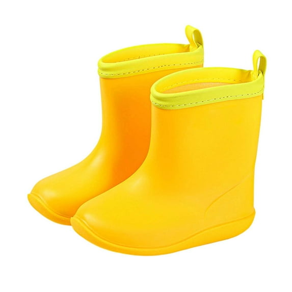 Gelikeya Rain Boots for Kids Soft and Breathable Waterproof Rainboots with Easy-On Handles (Yellow, Size 7-8 Years)