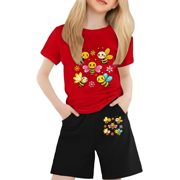 Gelikeya School Clothes for Girls Girls Clothes Size 7 Kids Clothing Two Piece Summer Sets for Girls Girls School Clothing Sets (Red, 3-4 Years)