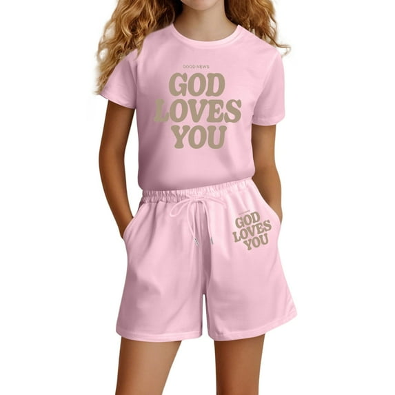 Gelikeya School Girl Outfit Sweat Shirts Tween Clothes 10-12 Girls Trendy Two Piece Summer Sets for Girls Girls Shorts Outfits Set (Pink, 9-10 Years)