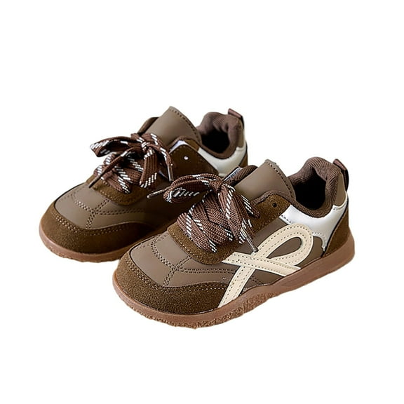 Gelikeya School Shoes for Boys Sneakers Fashion Cool Outdoor Wear Back To School Shoes Brown 15-18 Months