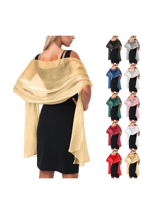 Shawls and Wraps for Evening Dresses Elegant Formal Chiffon Scarf Soft Wedding Guest Brides Sheer Shawl, Black, One Size