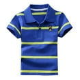 thumbnail image 1 of Gelikeya Striped Short Sleeve Polo Shirts, Toddler Kids Boy's T Shirts Summer Back to School Clothes Blue 4-5 Years, 1 of 2