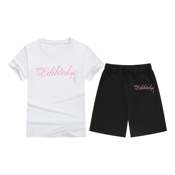 Gelikeya Summer Outfits for Girls Cute Tween Clothes Girls School Clothes Toddler Summer Dresses Girls Shorts Sets (WH1, 4-5 Years)