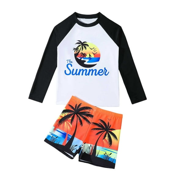 Gelikeya Swim Suits for Boys Size 7-8 Swimwear Sets Bathing Suit Short/Long Sleeve Bathing Suits for Boys (Child, X11 Black, 7-8 Years)