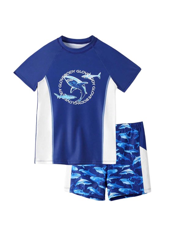 Swimming Suit for Boys Size 10-11 Swimwear Sets Bathing Suit Short/Long Sleeve Bathing Suits for Boys (Child, X03 Blue, 10-11 Years)