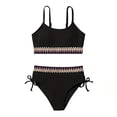 thumbnail image 1 of Gelikeya Girls Swimsuits Girls Two Piece Bathing Suit High Waist Bikini Set with Chest Pad Color Block Swimwear 9-16T #02 Black & 9-10 years, 1 of 6